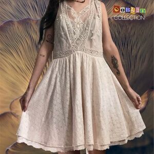 Fairycore Free People Victoria Ecru Ivpry Lace Mesh Dress